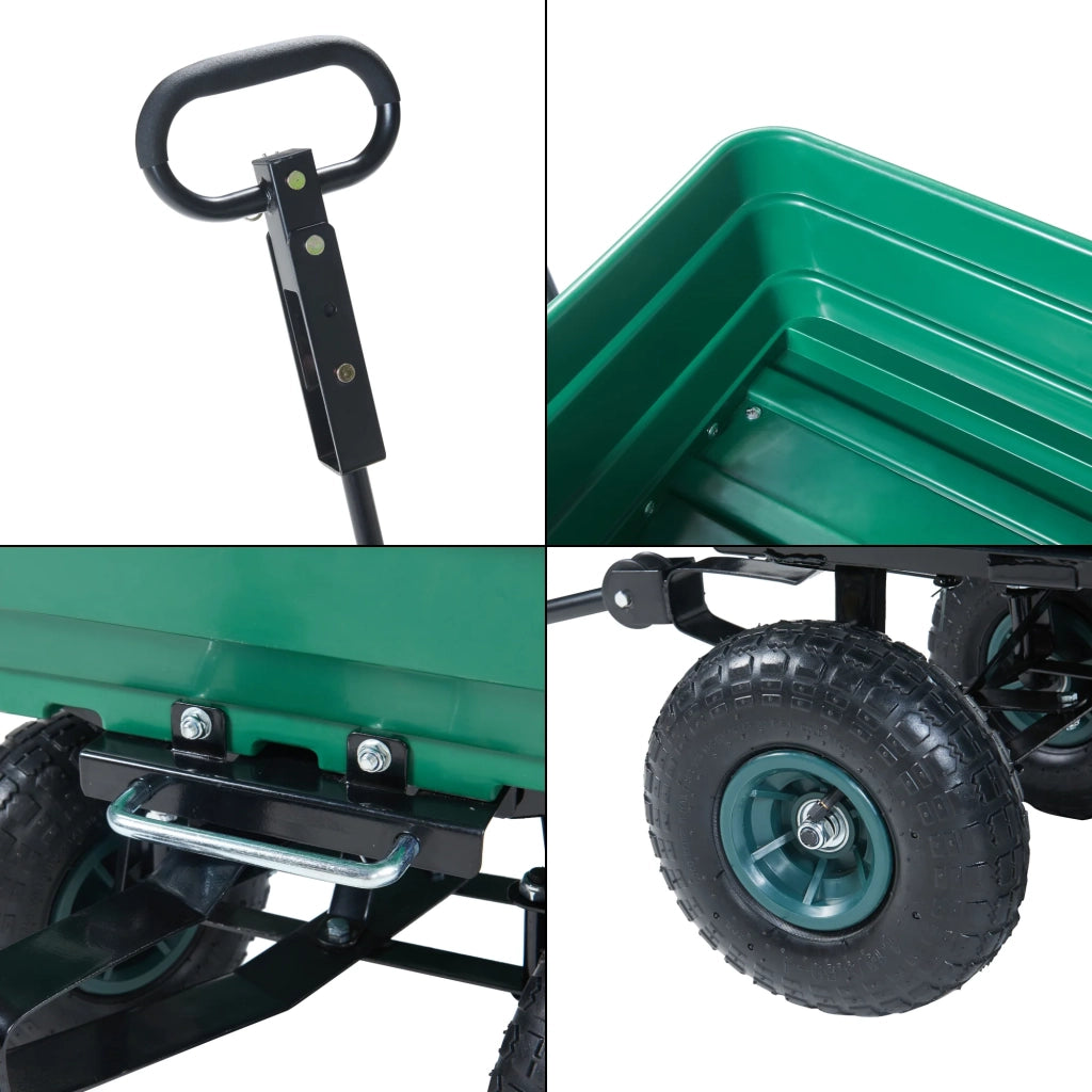 Carrello da giardino con cassone ribaltabile portata 250 kg verde/nero 03_0009216