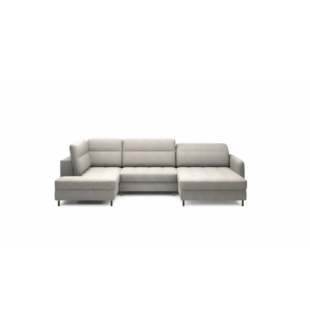 Divano angolare convertibile BERTHO 306 cm grigio chiaro - Angolo destro con contenitore