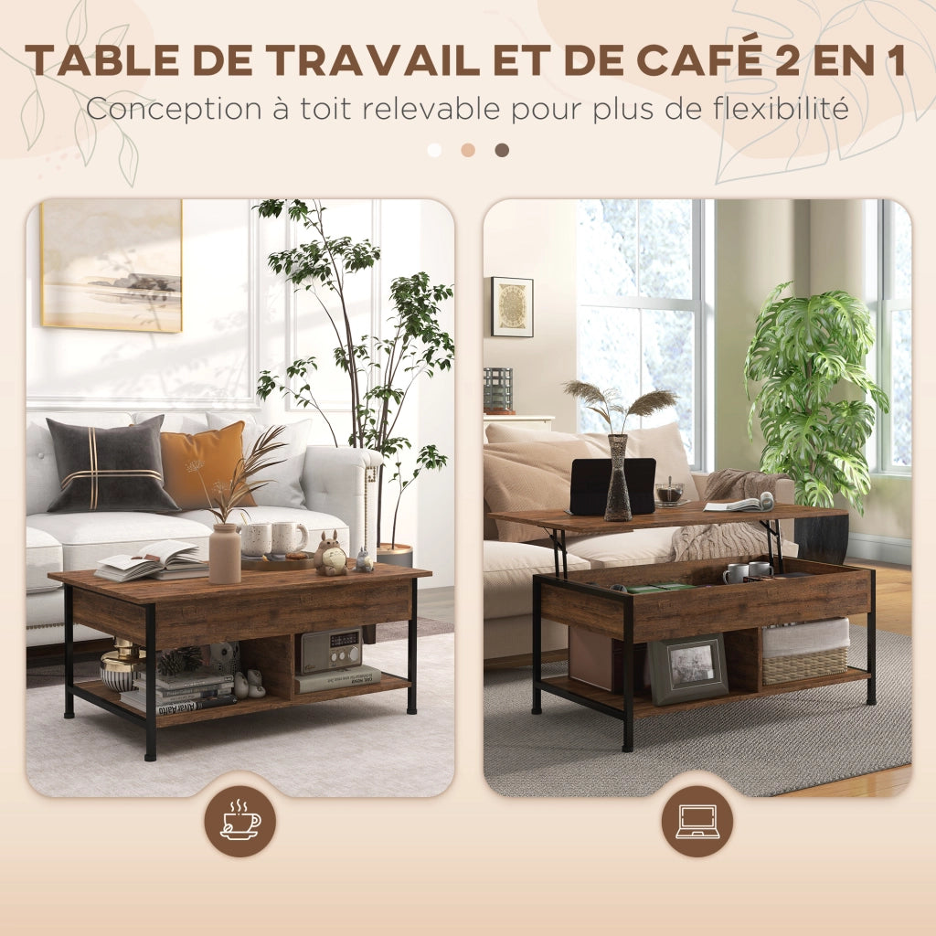 Tavolino da salotto con ripiani ¨C zephmum ¨C 100x80x60 cm marrone nero