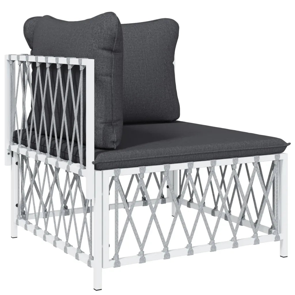 Set Salotto da Giardino 5 pz con Cuscini in Acciaio Bianco 3186836