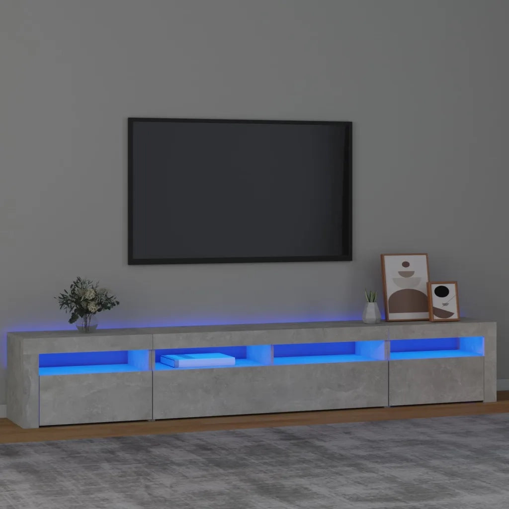 Mobile Porta TV con Luci LED Grigio Cemento 240x35x40 cm 3152725