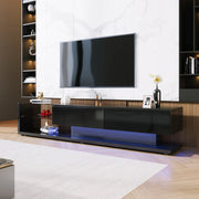 Mobile TV 170x36x38 cm; 2 cassetti e LED regolabile; truciolato; nero