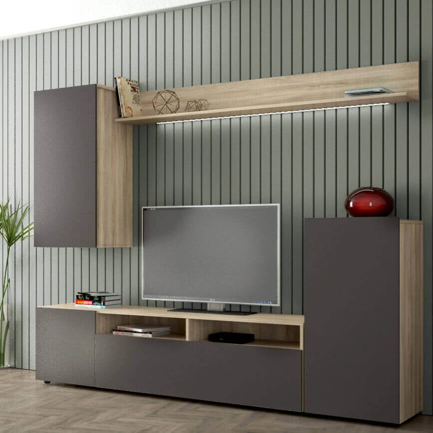 Parete Attrezzata per Soggiorno in Legno Composito cm 210x36 5x170 - JERE