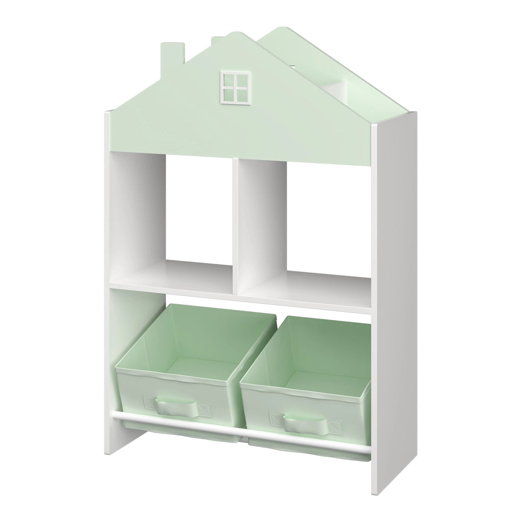 Scaffale per Cameretta Vipsali Design a Casetta 90x60x27 cm Menta Verde / Bianco [en.casa]