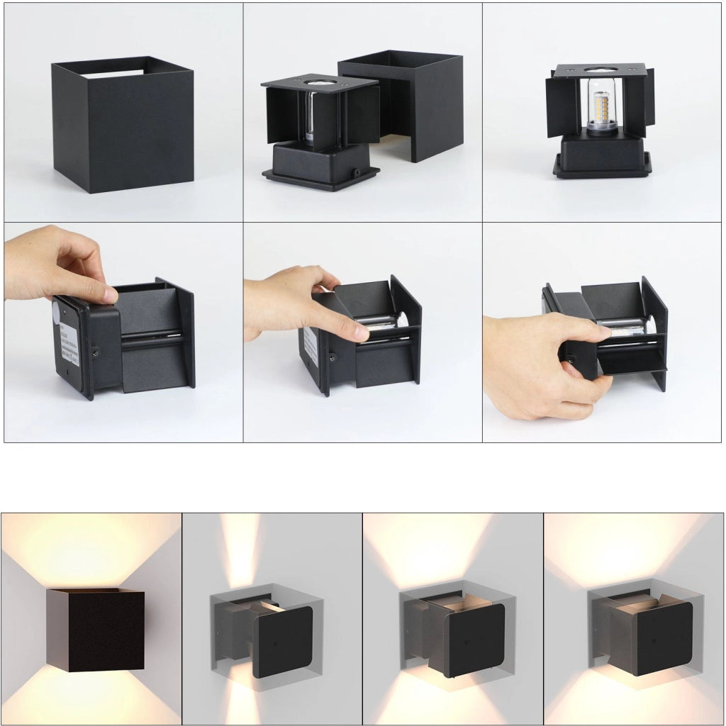 ZMH Applique da Muro Esterna LED Nera Up Down IP65 3000K per Scale