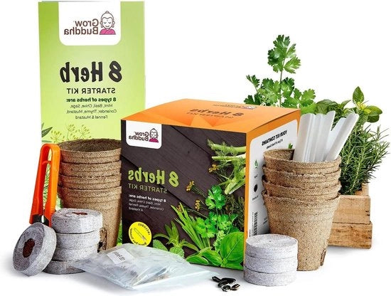 Coltiva facilmente le tue piante - Set di semine per principianti completo - Regalo unico - 8 Kit di erbe