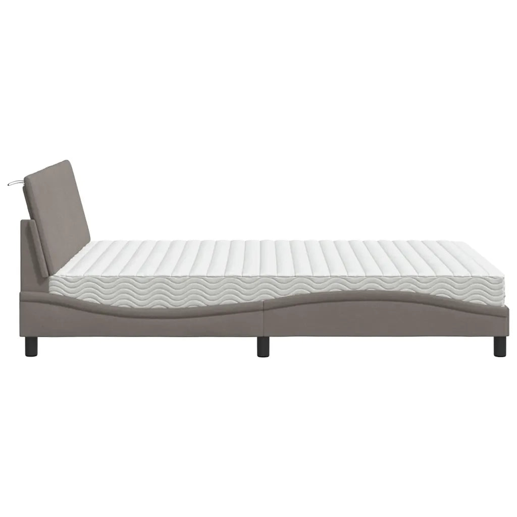 Letto con Materasso Hanko Tortora 140x200 cm in Tessuto 3310535
