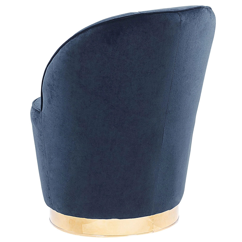 Poltrona in velluto blu scuro con base in metallo dorato Sedia a vasca con rotondo Glam Retro Living Room
