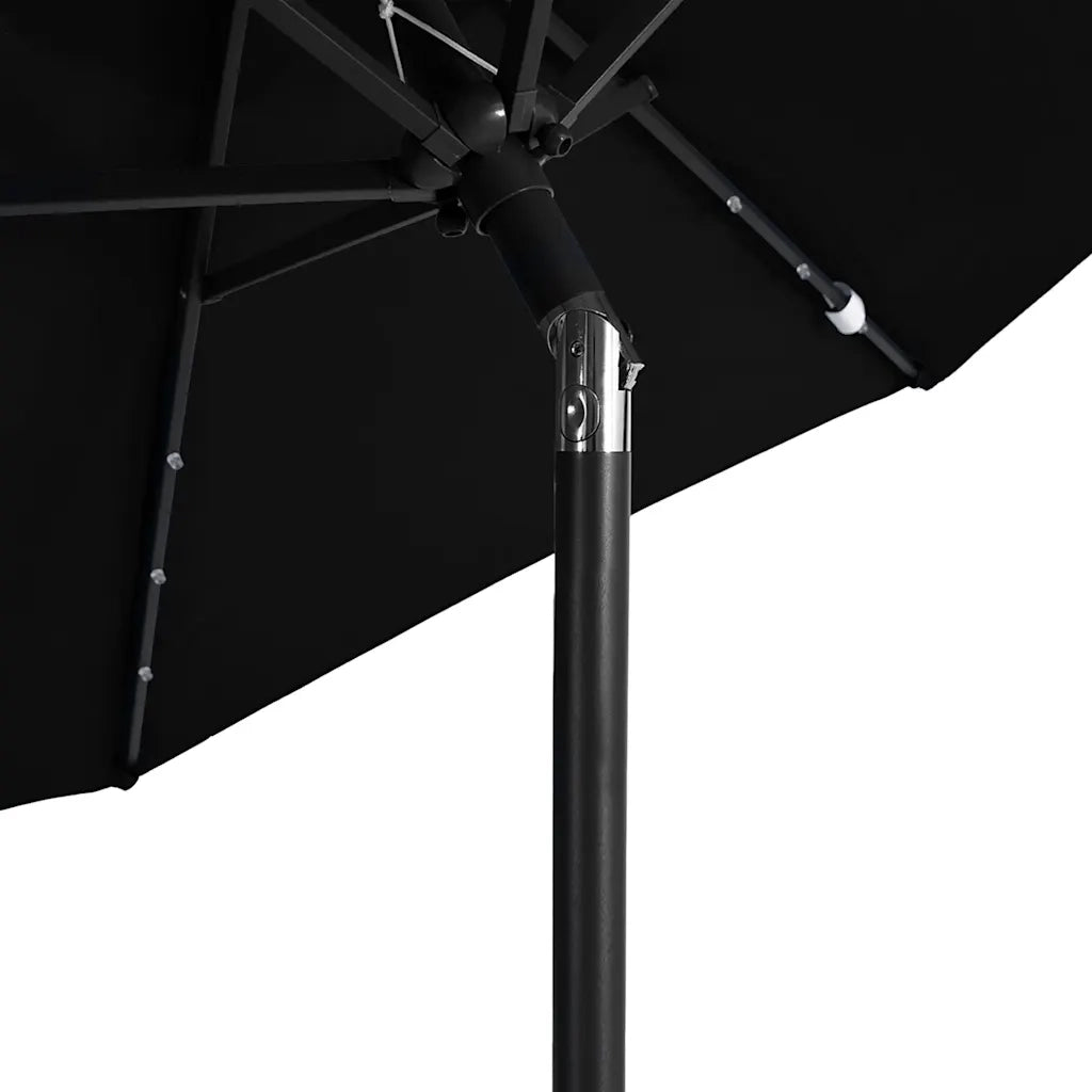 Ombrellone Giardino con LED Palo Acciaio Nero 225x225x212 cm 4005072