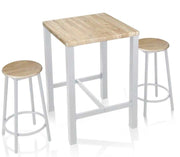 SET TAVOLO CON 2 SGABELLI COLORE LEGNO E BIANCO  60X60XH87 CM