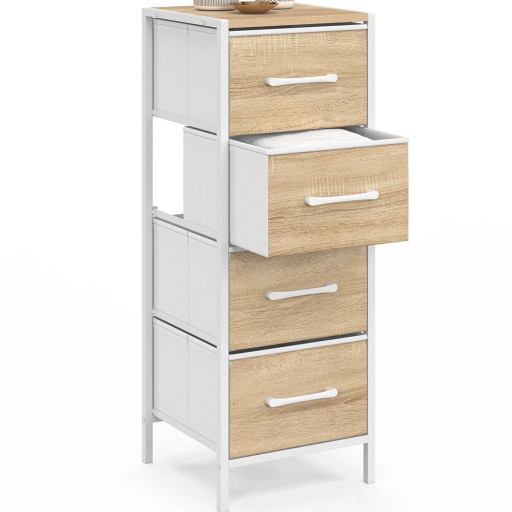 IDMarket - Mobile a 4 cassetti UTAH 30 cm chiffonnier, mobile contenitore dal design industriale in legno e bianco