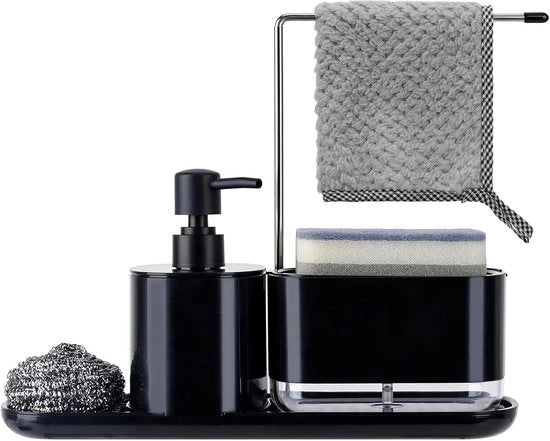 Organizzatore della vasca da bagno - insieme da cucina - 3-in-1 - nero
