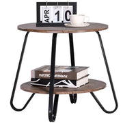 Tavolino Tavolo Moderno Design Rotondo con Struttura Nera Piano Noce Salvaspazio