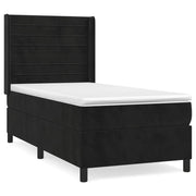 Letto singolo | Letto per adulti | Giroletto a Molle con Materasso Nero 90x190 cm in Velluto