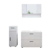 Vicco Set mobili bagno Bianco lucido 3 parti, con cassettiera e mobile midi