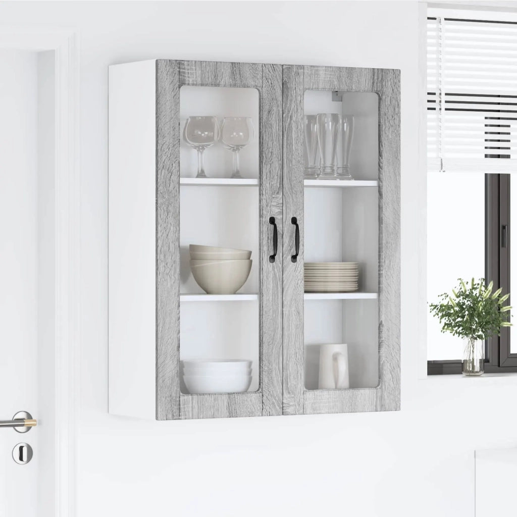 Mobile in vetro da parete LUCCA Grigio Sonoma 80 x 31 x 100 cm