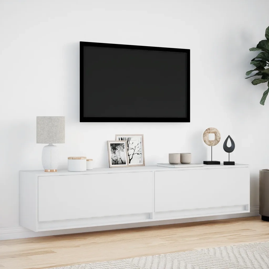 Mobile TV a Parete con LED Bianco 180x31x38 cm 3307947