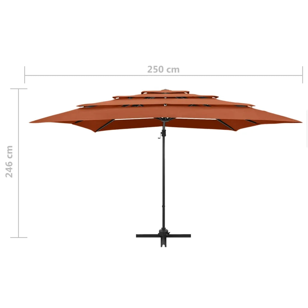 Ombrellone a quattro livelli con palo in alluminio 250 x 250 cm arancione 02_0008796