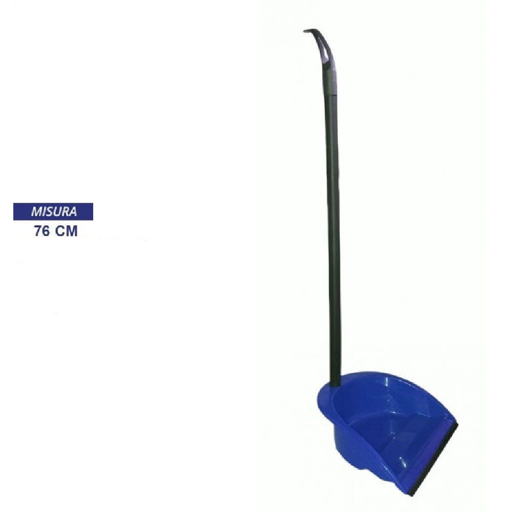 Trade Shop - Pala Paletta In Plastica Alzasporco Con Manico Fisso Pulire Casa Con Gomma Blu -