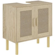 Mobile bagno sottolavabo mobile sottolavabo ante in rattan piedi in legno di pino 2 livelli 60 x 30 x 60 cm quercia