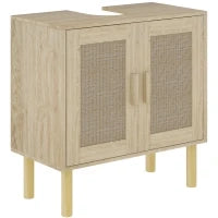 Mobile bagno sottolavabo mobile sottolavabo ante in rattan piedi in legno di pino 2 livelli 60 x 30 x 60 cm quercia