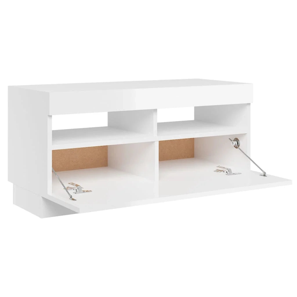 Mobile TV multimediale mensola TV credenza mobile TV per sala da pranzo soggiorno camera da letto con luci LED finitura lucida 80 x 35 x 40 cm bianco 02_0026659