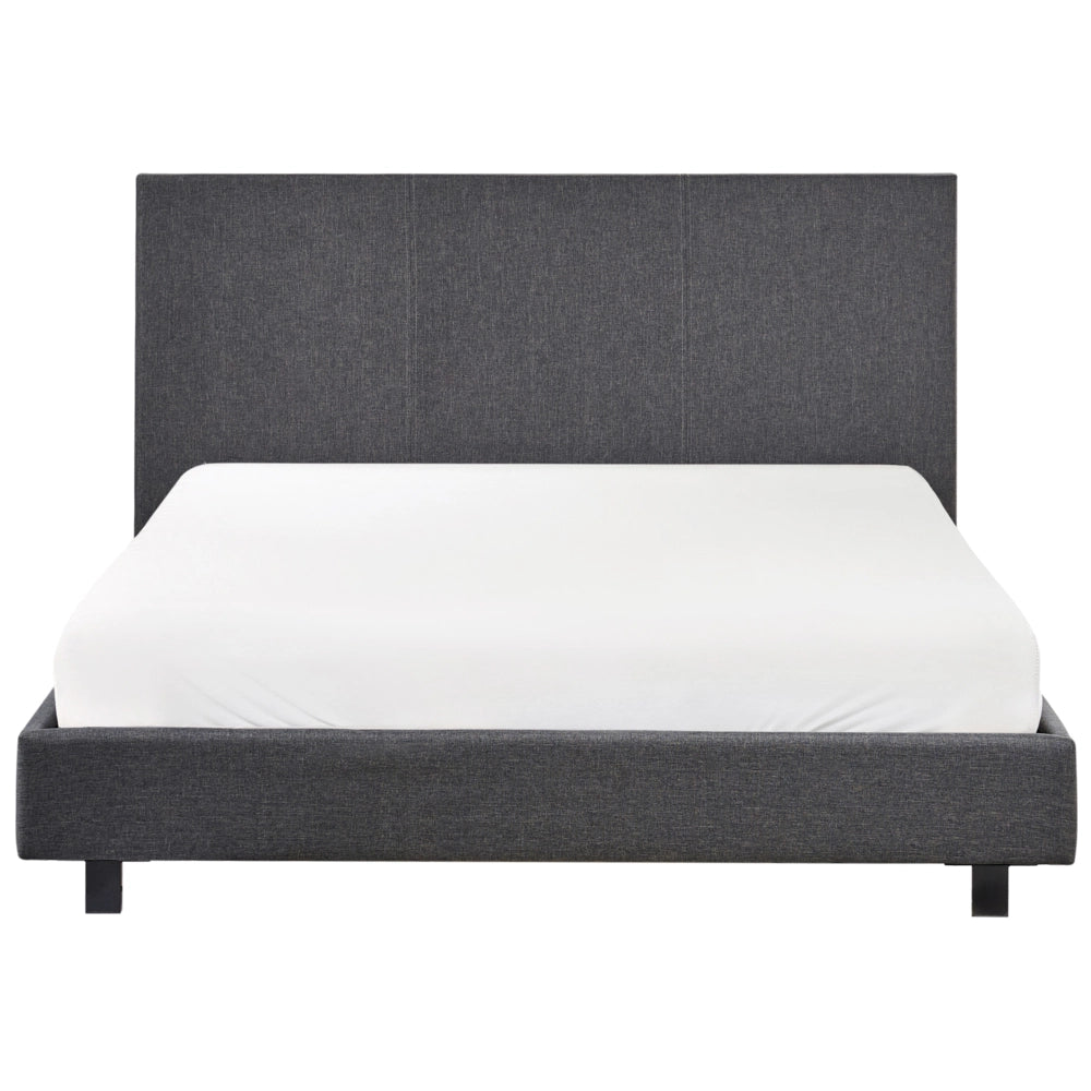 Letto matrimoniale imbottito tessuto 140 x 200 cm con rete e testiera grigia