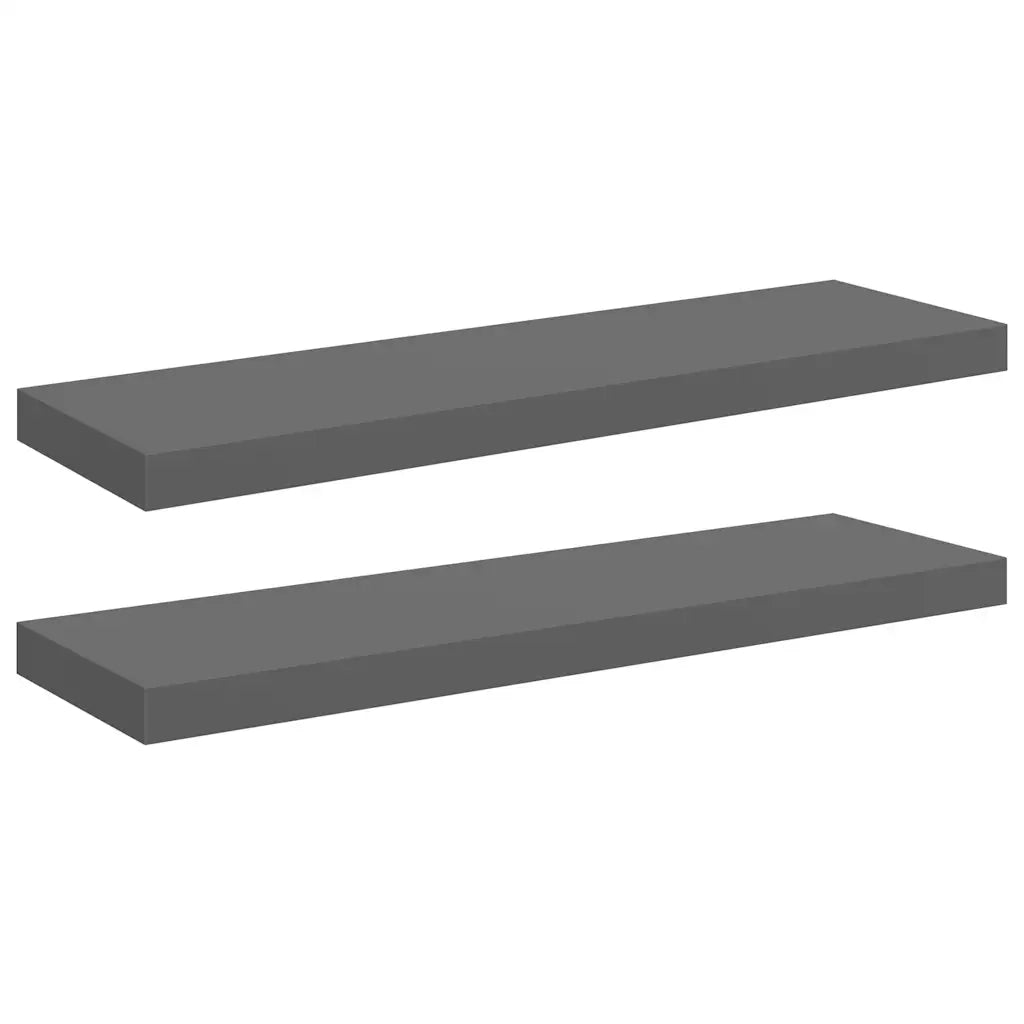 Scaffali a Parete 2 pz Grigio Lucido 80x23,5x3,8 cm in MDF 323794