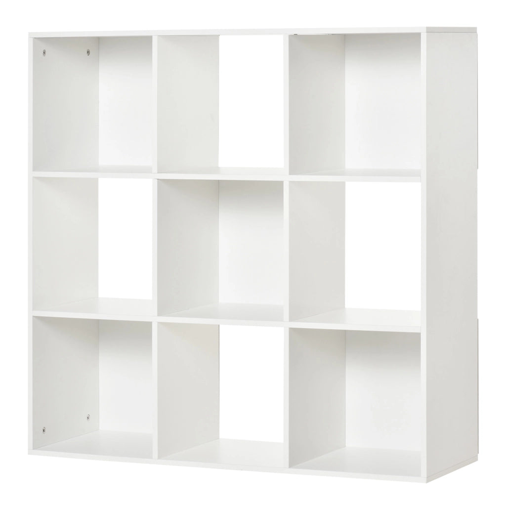 Libreria Moderna con 9 Scomparti ¨C zephmum ¨C Legno Bianco 91.5x29.5x91.5 cm
