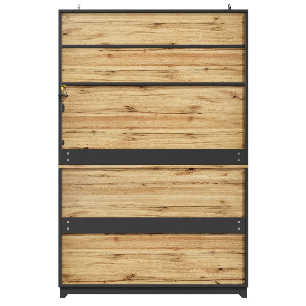 Credenza alta con ante in acrilico e LED, struttura in MDF e metallo, nero per cucina soggiorno e studio 120 × 40 × 180 cm