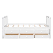 Letto singolo 90×200 cm e 90×190 cm con 3 cassetti e letto estraibile; senza materasso; legno; bianco