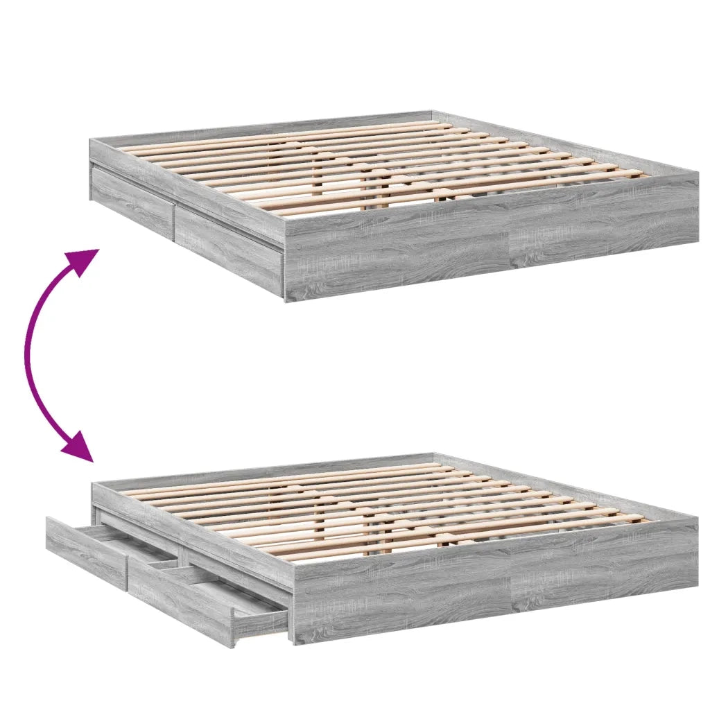 Giroletto Cassetti Grigio Sonoma 200x200 cm Legno Multistrato