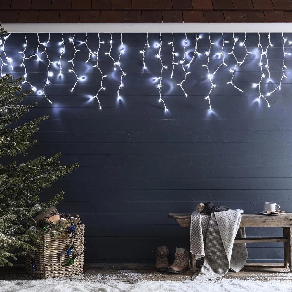 Trade Shop - Tenda Luminosa Natalizia 150led Con Flash Bianco Freddo 3mt Esterno Prolungabile -