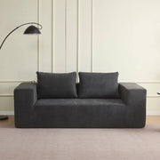 Divano sottovuoto 3 posti Kelly in tessuto grigio scuro con imbottitura in schiuma 200x100x76H