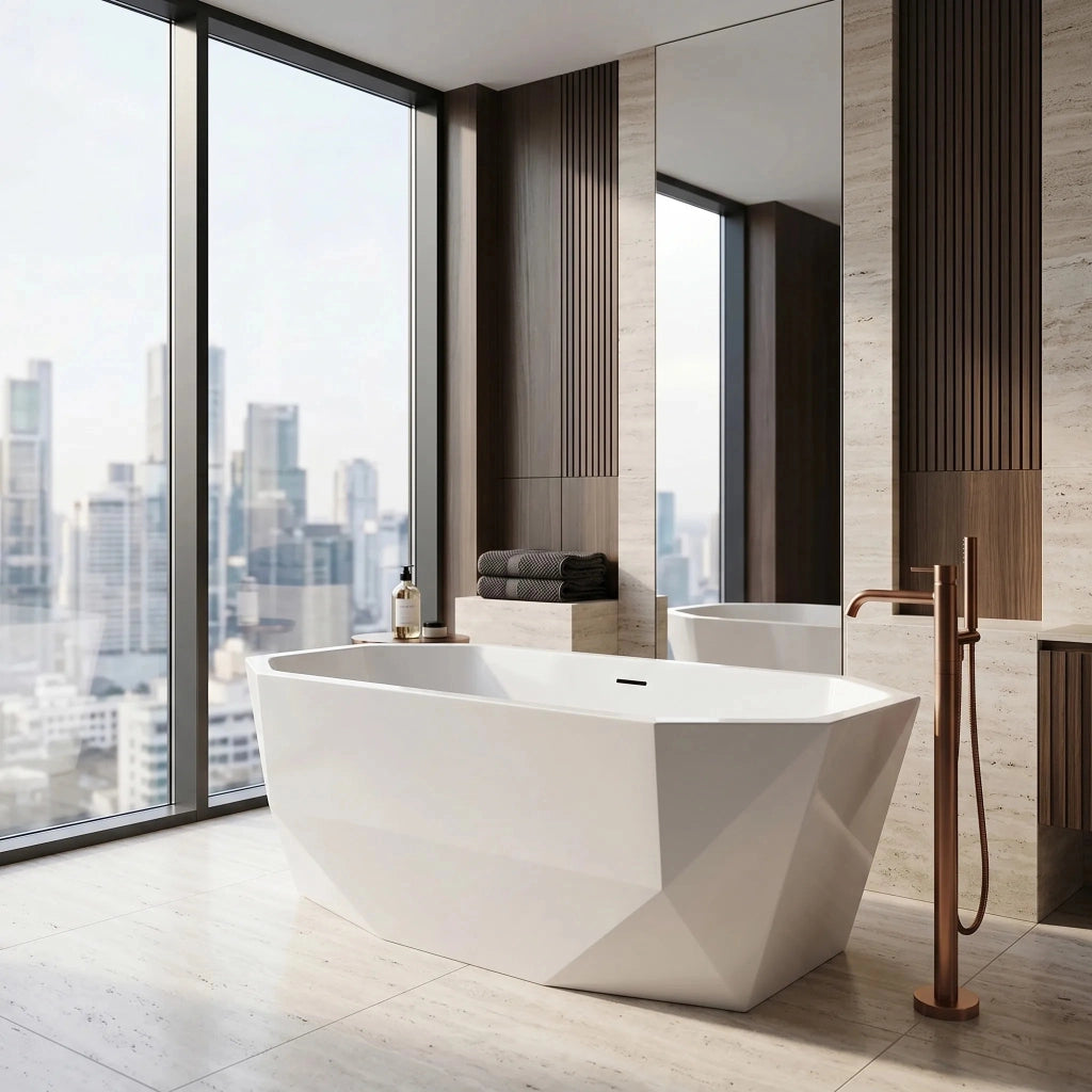 Vasca Da Bagno Freestanding Rea Diamanti 170 Copritappo bianco