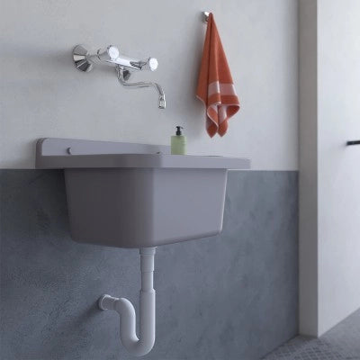 Pilozzo sospeso grigio 60x34 cm per esterno in resina con portasapone