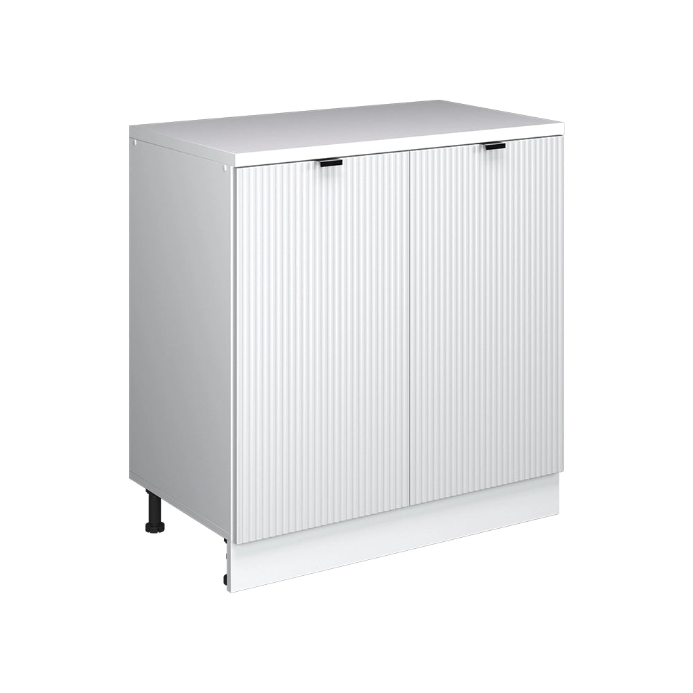 Mobile cucina sottotetto R-Line Ondulazione bianca/Bianco 80 cm senza inclinazione con 2 ante Vicco