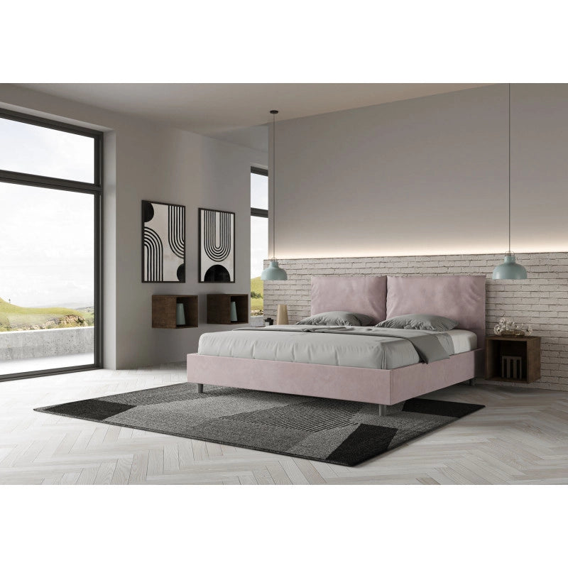 Letto imbottito Matrimoniale 200x210 cm Large - Contenitore,Glicine,Microfibra