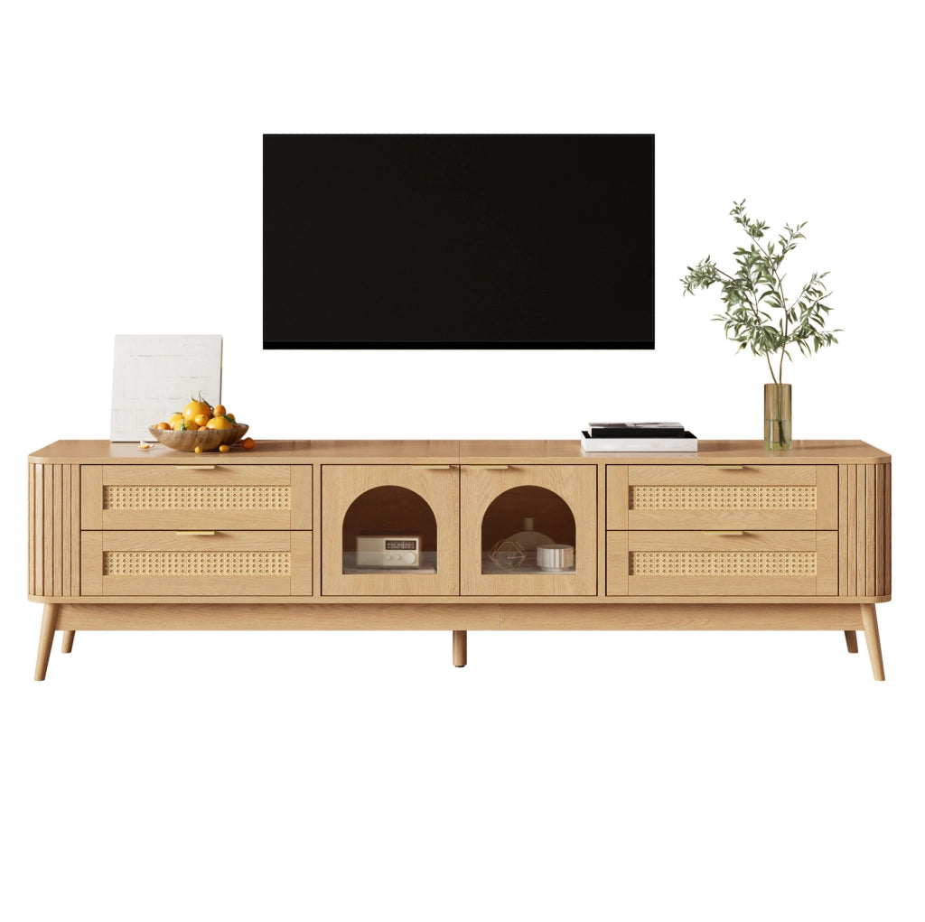 Mobile TV 180x40x50 cm con LED da app; pannello truciolare; naturale