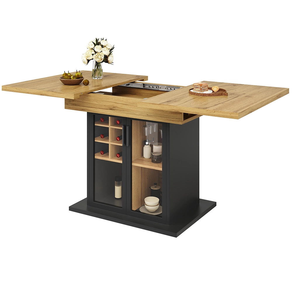 Tavolo estensibile - Xylo - 110-140x80cm con porta bottiglie vetro