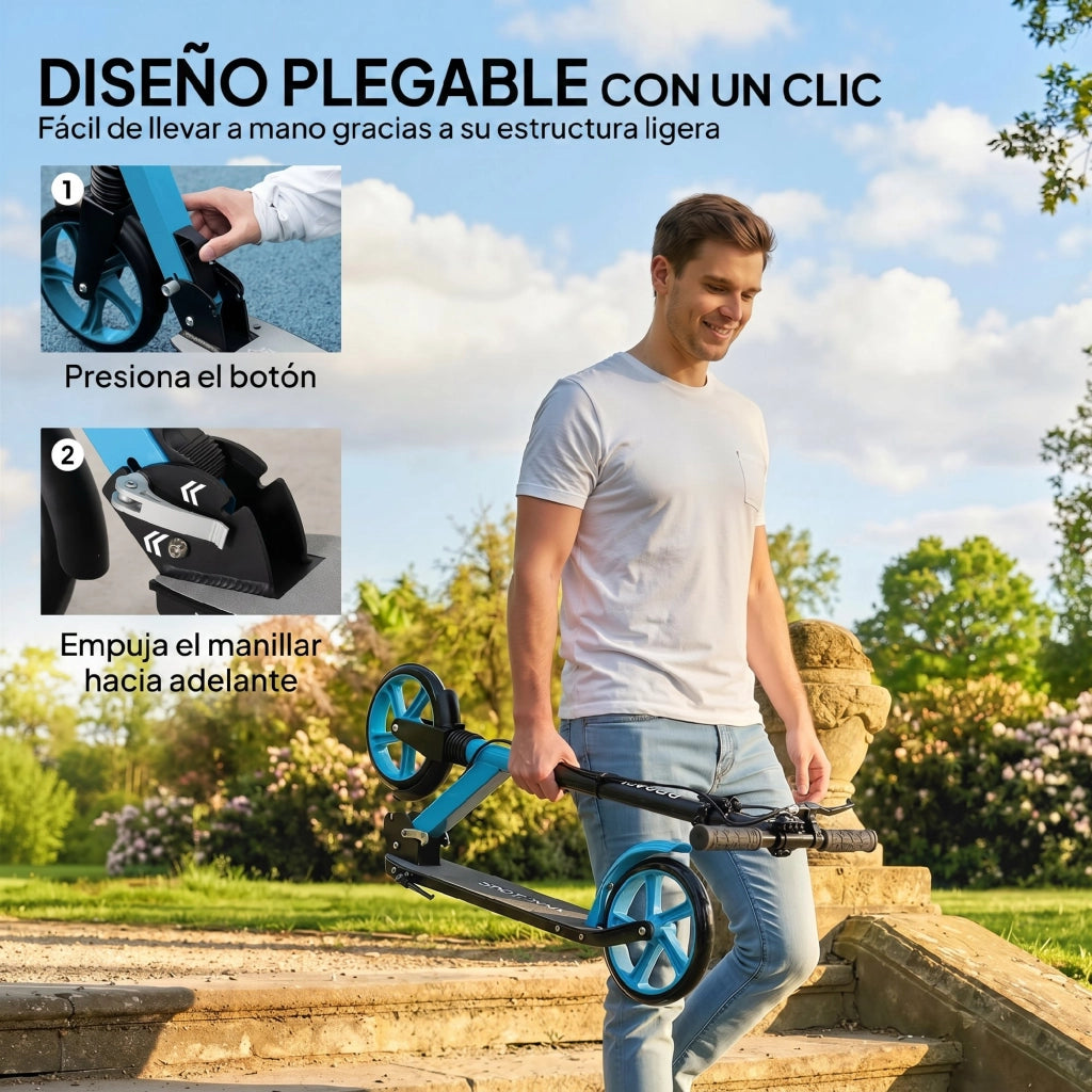 Scooter Pieghevole per Adulti e Bambini ¨C zephmum ¨C Blu 91,5x36,5x91-104 cm