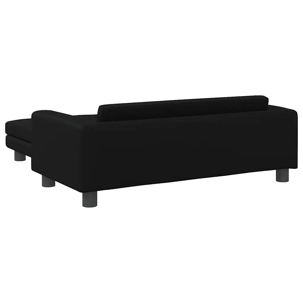 Divano per Bambini con Poggiapiedi-Sofa-Divanetto Nero 100x50x30 cm Similpelle