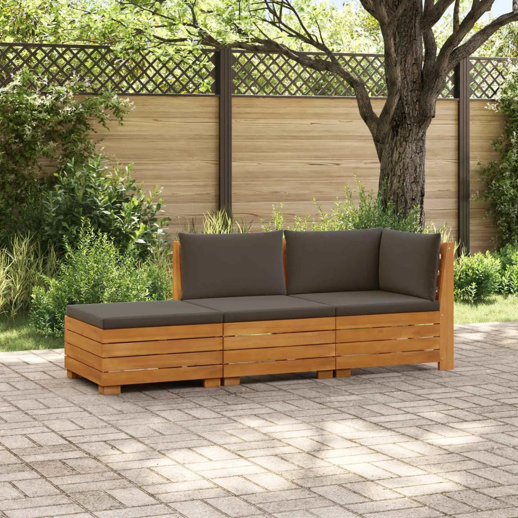 Set di divani da esterno-Sofa da giardino con cuscino 3 Pezzo Marrone 272069