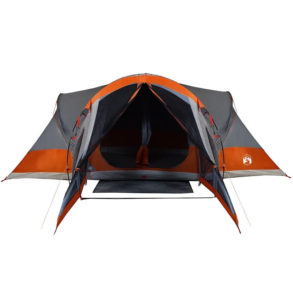 Tenda Familiare Tipi 8 Persone-Tenda da campeggio Grigia e Arancione Impermeabile 198715