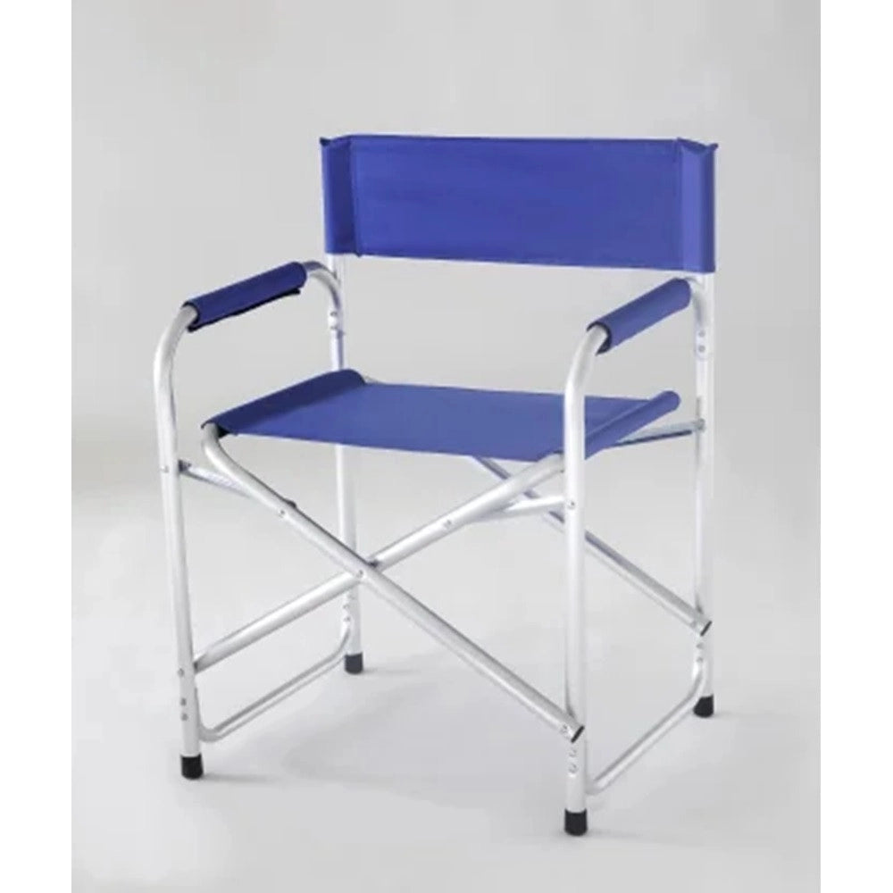 Trade Shop - Sedia Regista Blu Pieghevole In Ferro Per Campeggio Mare Spiaggia Giardino 285007 -