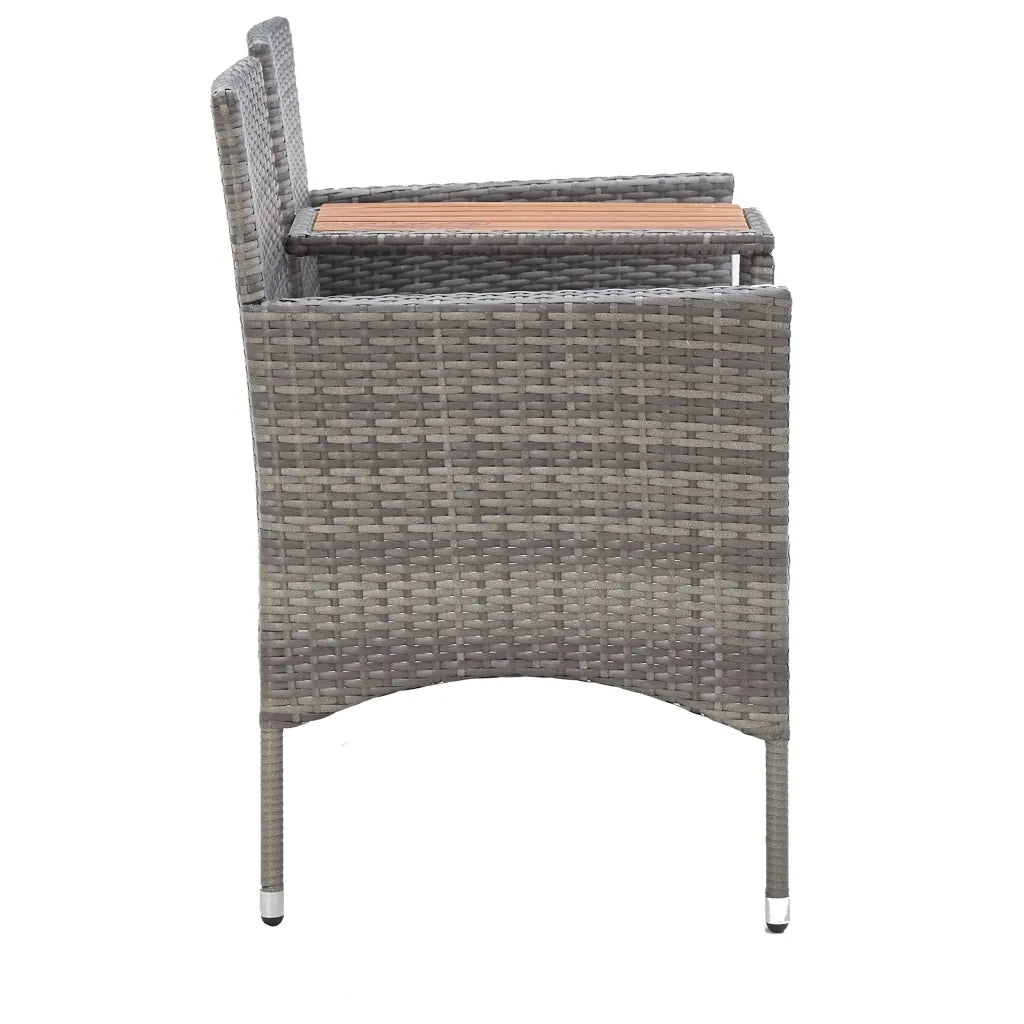 Panca da Giardino 2 Posti con Tavolino 143 cm Polyrattan Grigio 46147
