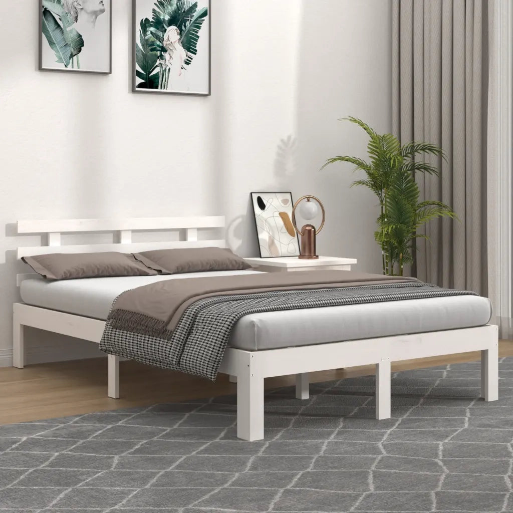 Giroletto-Struttura Letto Bianco in Legno Massello 140x190 cm 658123
