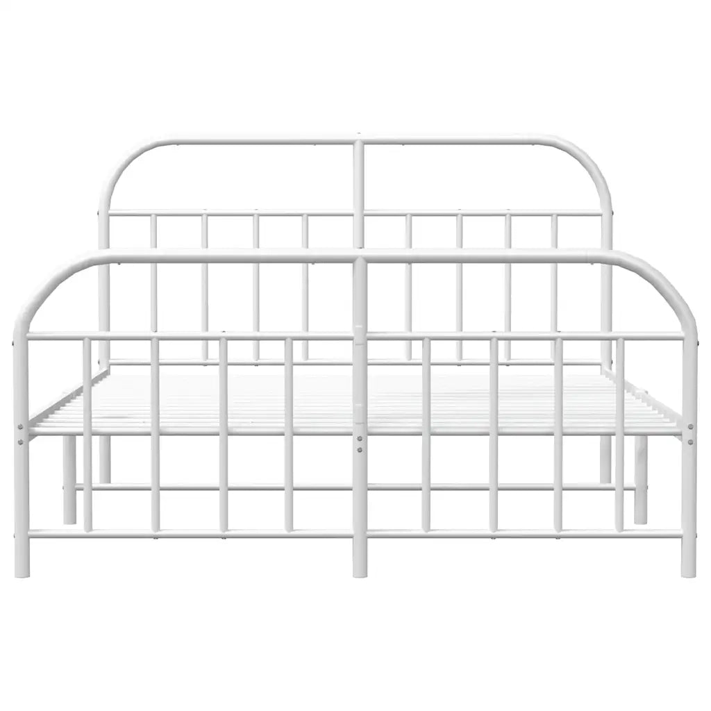 Giroletto con Testiera e Pediera Metallo Bianco 150x200 cm 353704