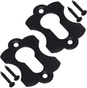 Set di 2 rozetti in metallo - 60 x 38 x 2 mm - Copertura goccia chiave - Nero - Incluso viti - Roscetto a serraggio