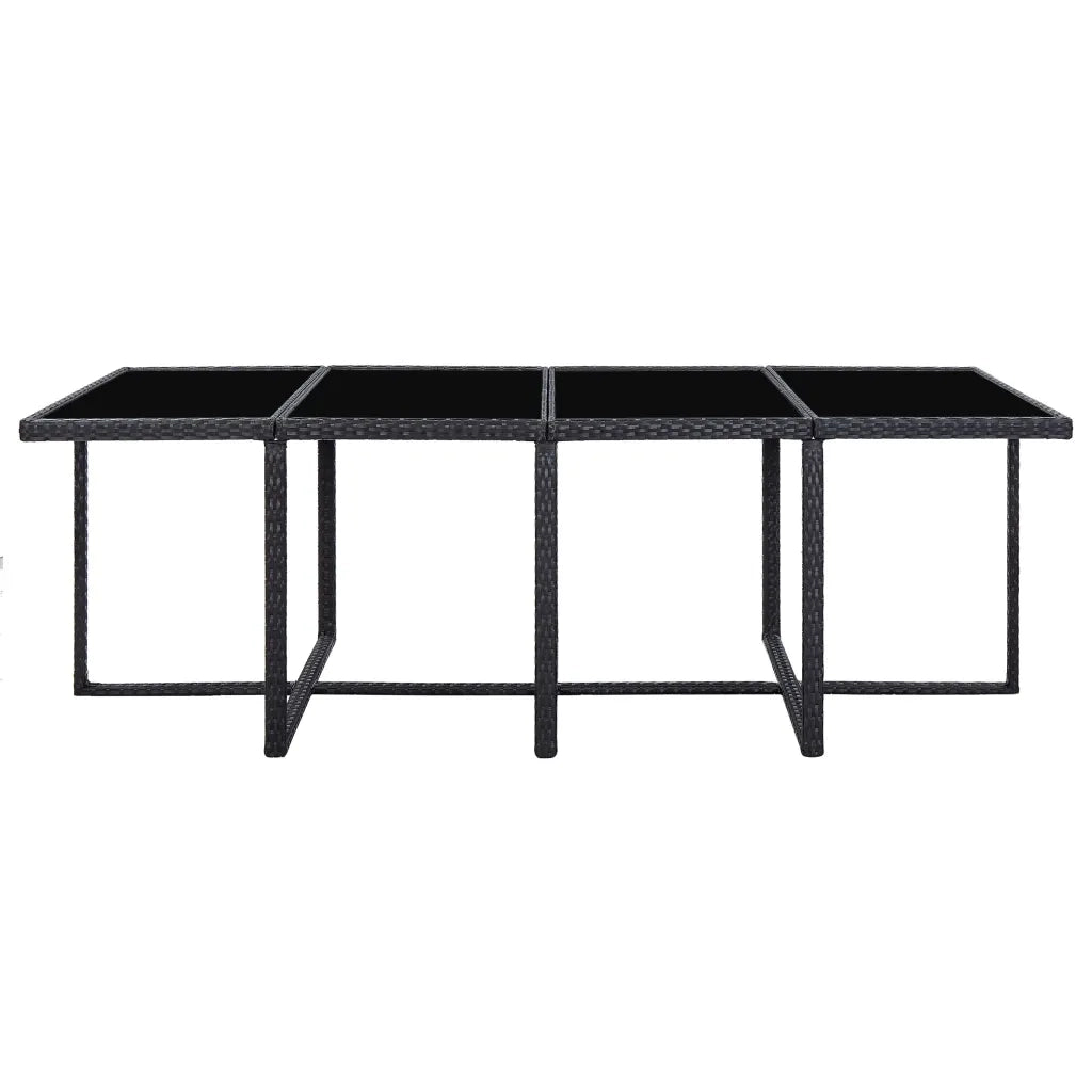 Set da Pranzo da Giardino 13 pz con Cuscini in Polyrattan Nero  cod mxl 50646